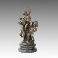 Kinder Statue 2 Winkel &amp; Kind Bronze Skulptur, M. Moreau TPE-611